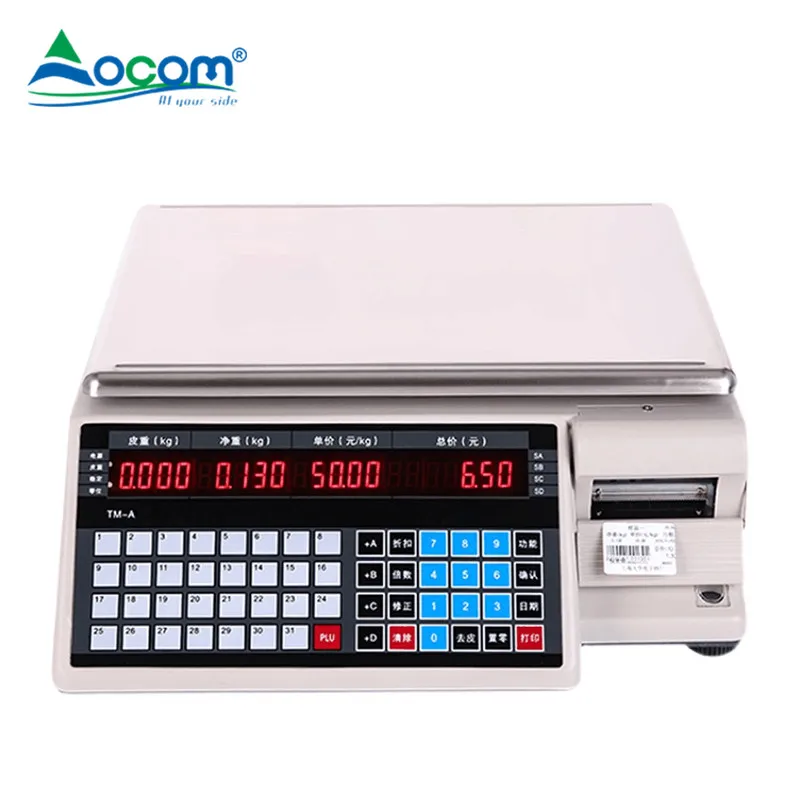 TM-AA-5D Barcode Printing Scale Digital Weighing Cash Register Scale 15/30kg Price Computing Scale