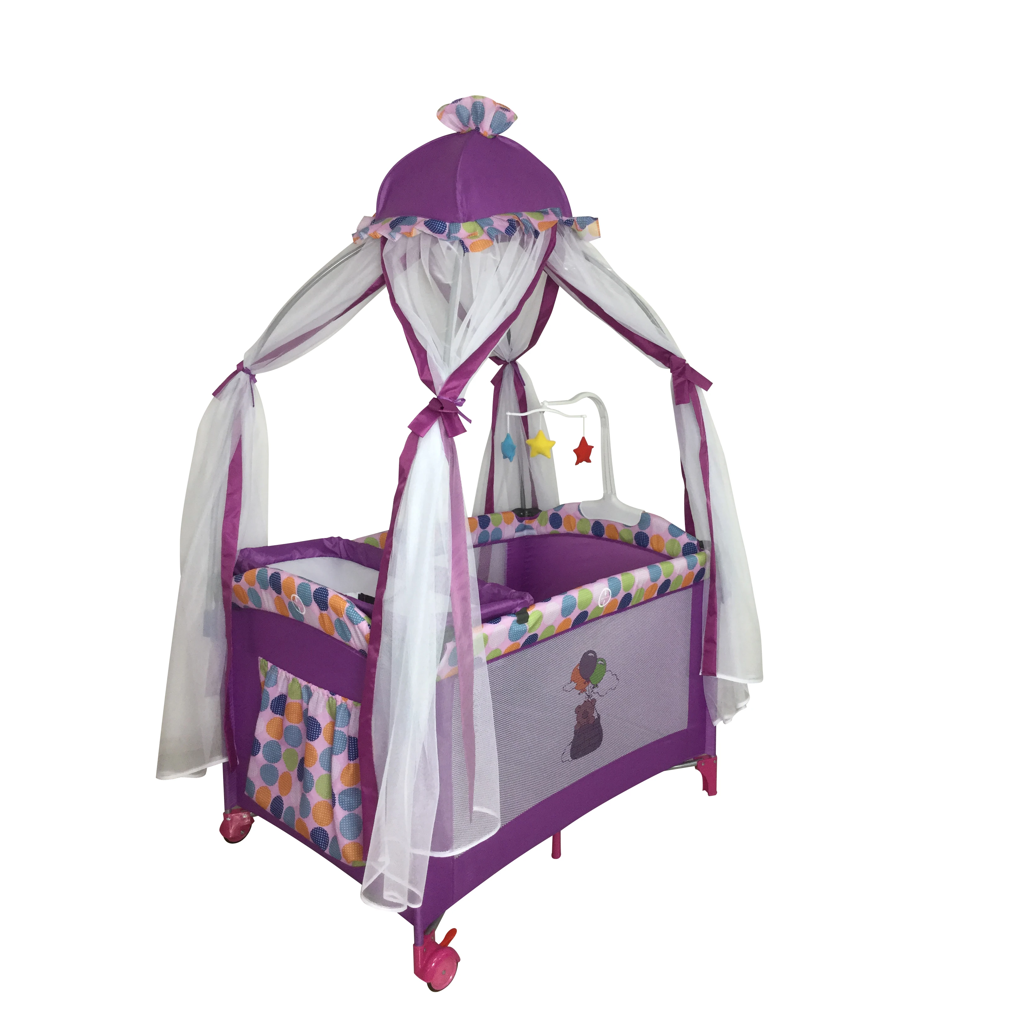 Portable Baby Bed Playard Play Yard Cuna Plastic Playpen Crib Kids Cot Cradle Safety Fence with bassinet rocker