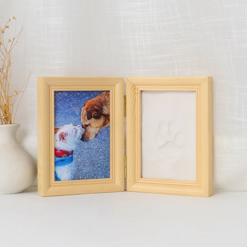 Dog or Cat Paw Prints Pet Memorial Photo Frame with Clay Impression Kit, Perfect Keepsake Picture Frame for Pet Lovers