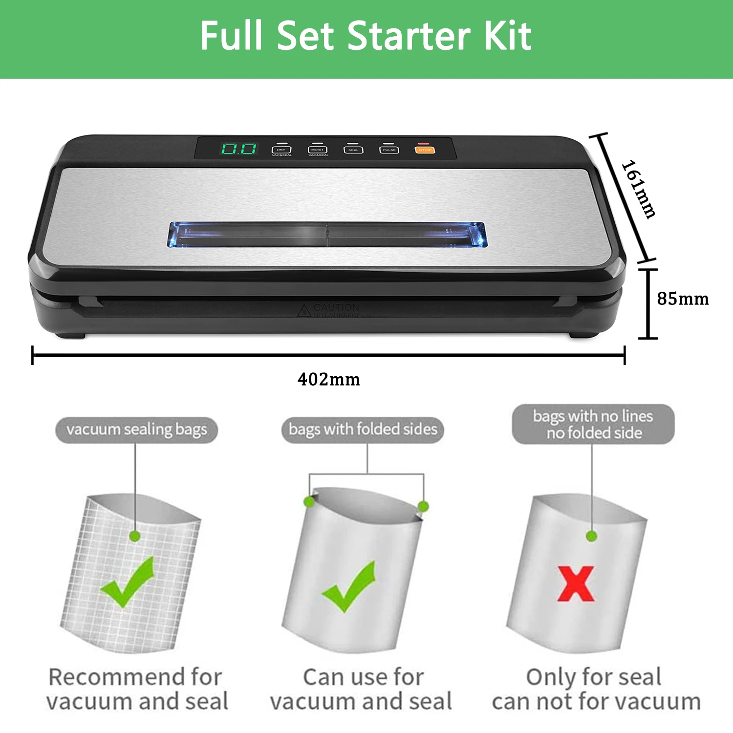 Portable Electric Vacuum Packing Machine with Built-in Cutter Plastic Electric Food Storage