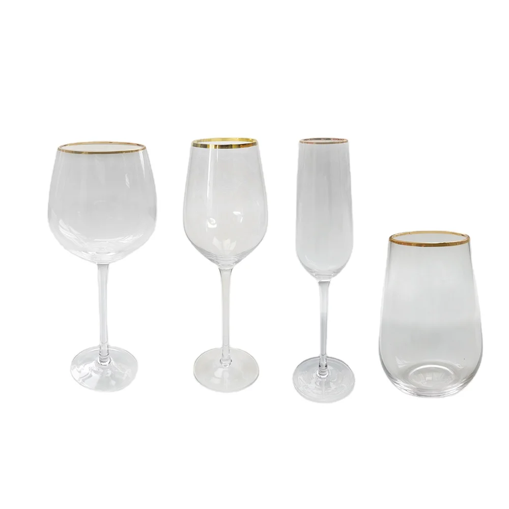 Glassware set wholesale wedding transparent champagne glass cup crystal Premium personalized wine glass set bulk for party