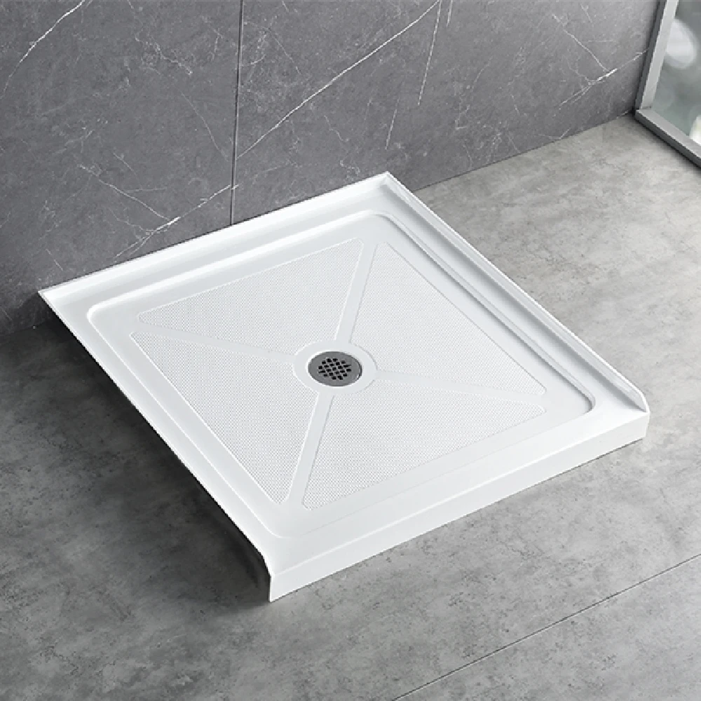 Bathroom accessories White Acrylic Shower Tray Deep Cultured Marble Shower Base Pan with Watermark Bathroom Shower Pan