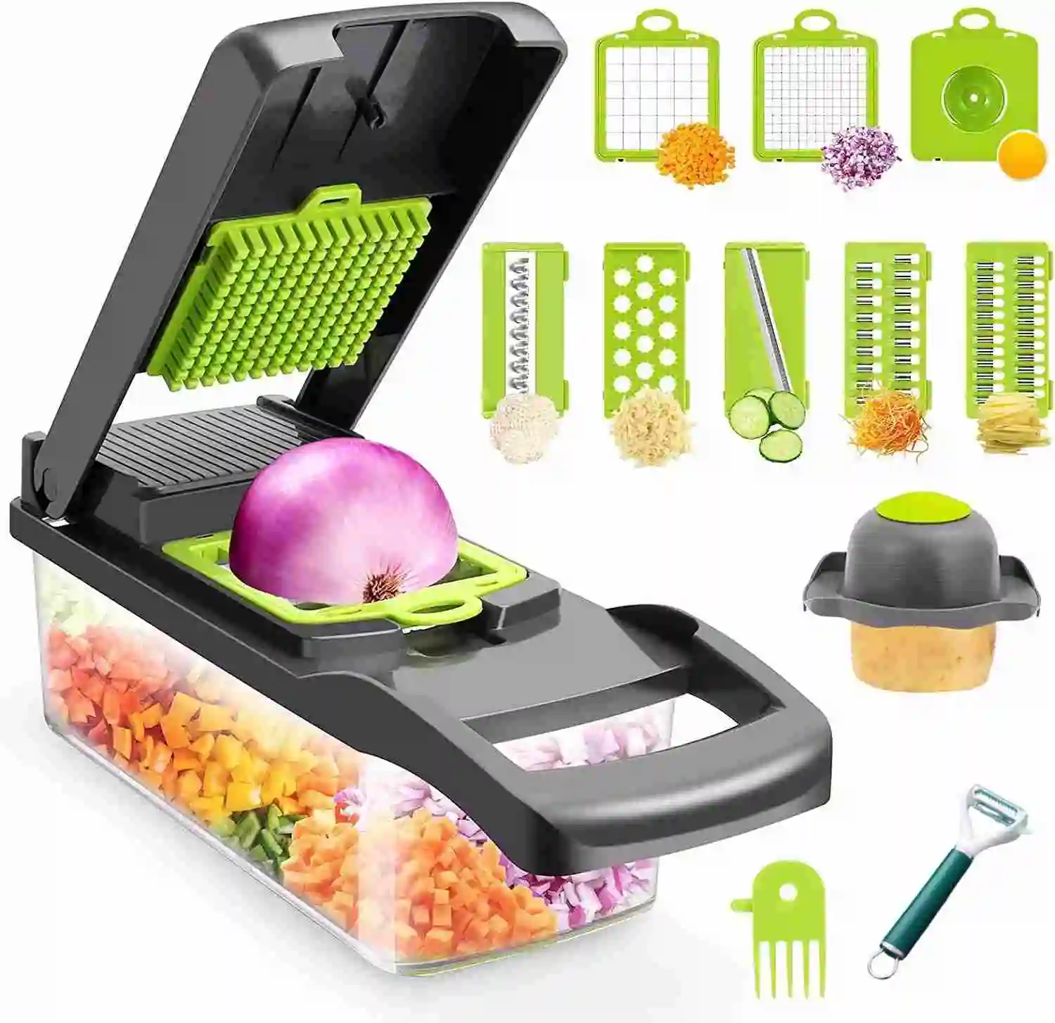 2023 Kitchen multi 15 In 1 manual mandoline fruit cutter onion dicer veggie slicer vegetable chopper