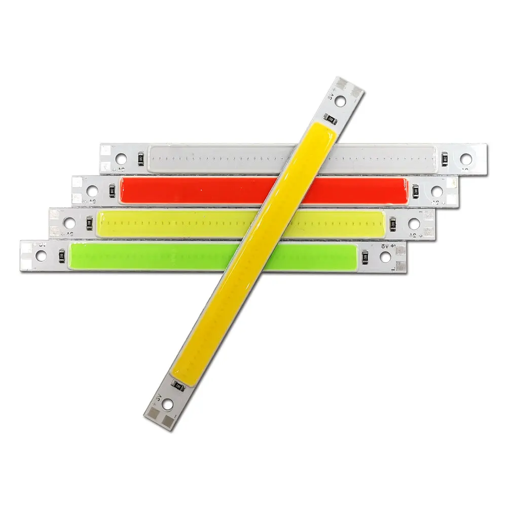 120x10mm 3V 5V COB Strip LED Light 5W Green Blue Red Yellow White Color for DIY Bulbs 3.7V USB Battery Powered LED Lighting