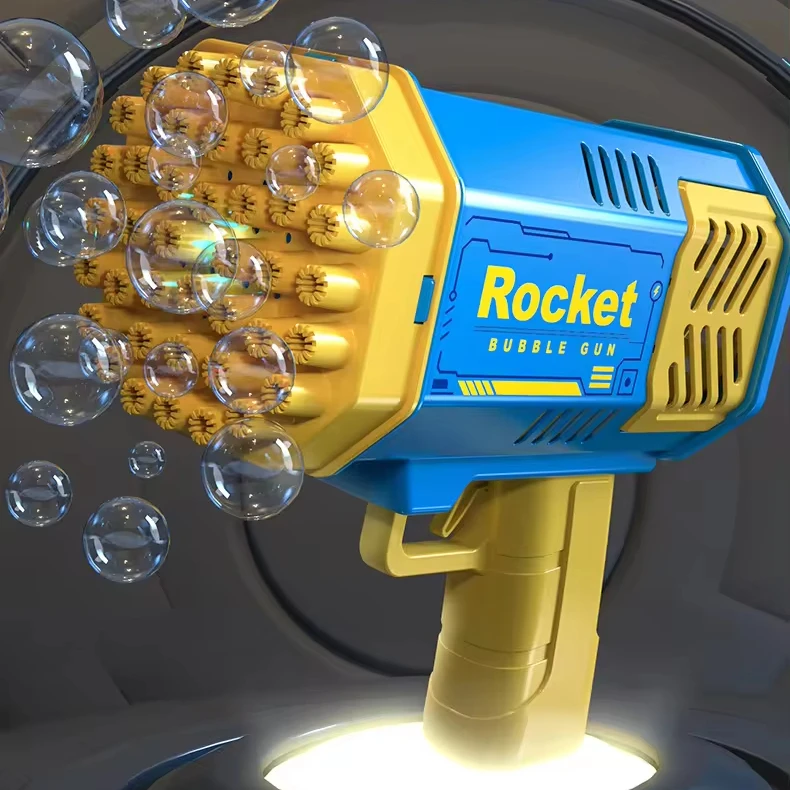 Summer Hot Selling 40 Holes Bubble Gun Gatling with Light Outdoor Toys Bazooka Bubble Machine for Kids