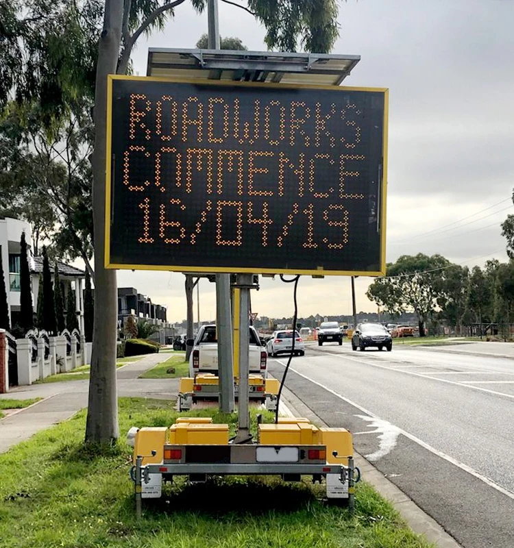 Led Lights Variable Message Sign Display Board Solar Traffic Amber Vms
