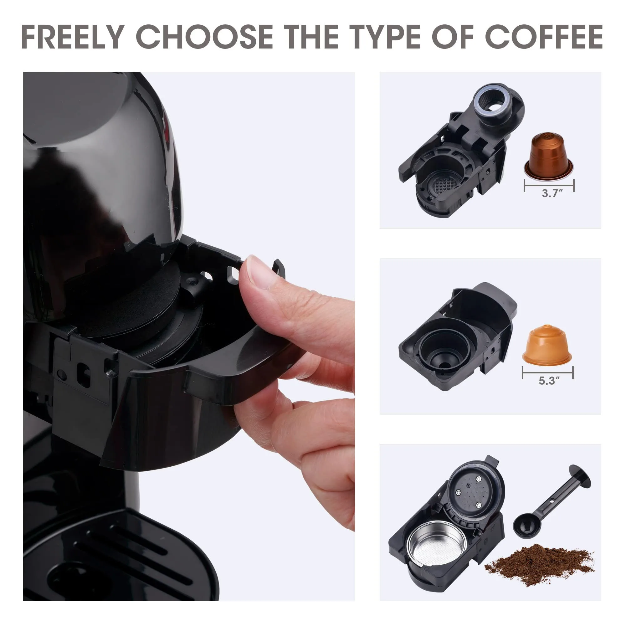 Новая многокапсульная Эспрессо-машина 3 в 1 совместимая с Nespresso оригинальная машина для приготовления эспрессо Dolce Gusto и Ground дома ложкой