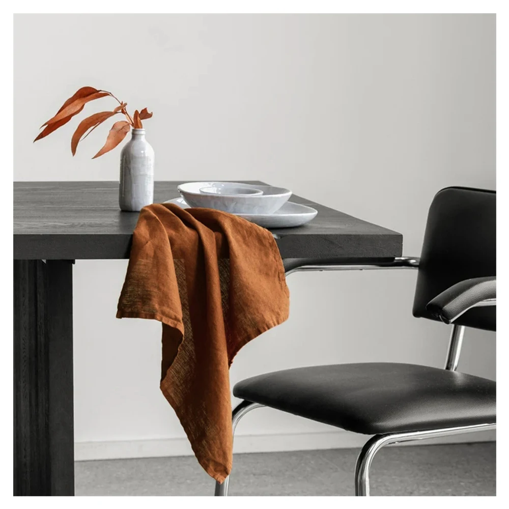 45*45cm 100% washed linen table napkins for home decor flounce linen Napkin tea towels with hemstitch embroidery wholesale