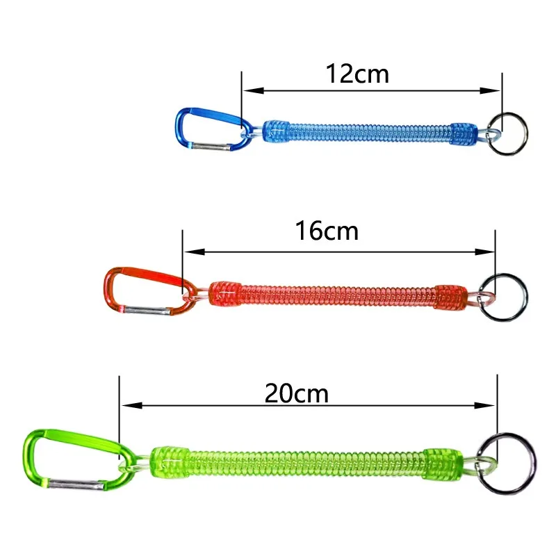Fishing Lanyard Spring Coil Keychain Cord Multicolor Safety Ropes Retractable Coiled Tether Clips Fish Tools Carabiner Keychains