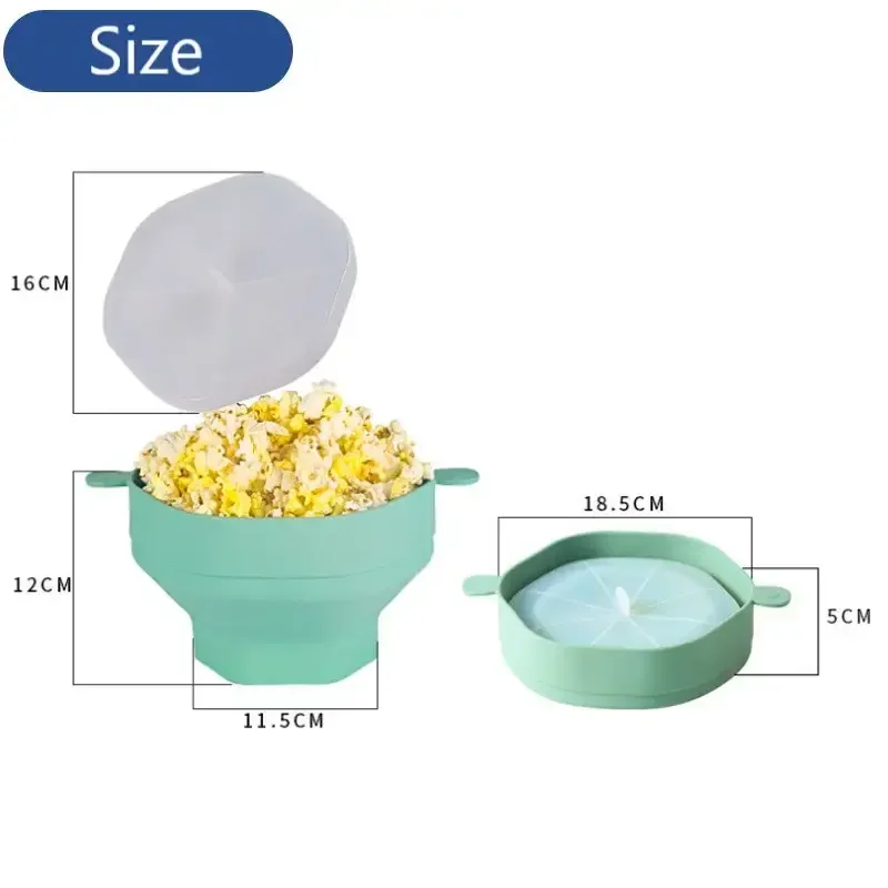 Custom Logo Home Dly Microwave Popcorn Maker Collapsible Hot Air Silicone Popcorn Popcorn Bowl Popper Bowl With Lid