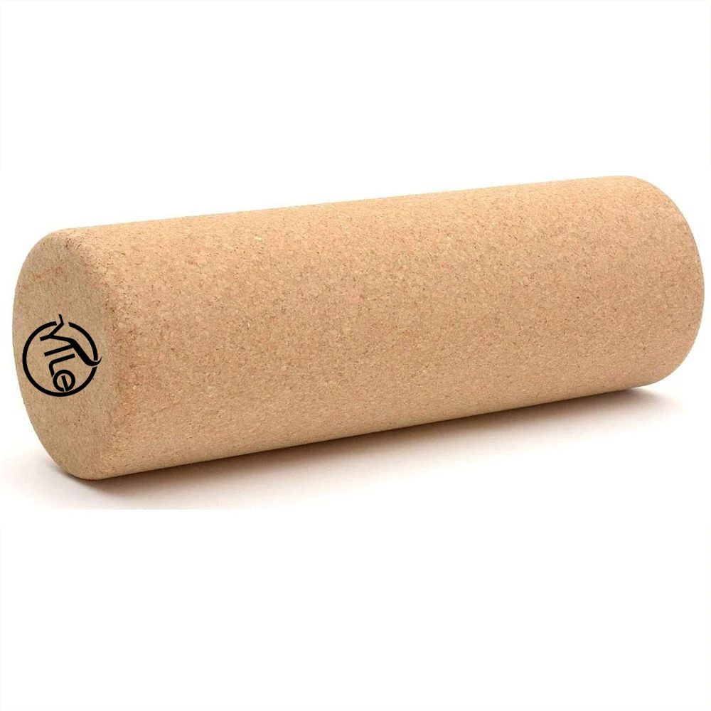 
Eco friendly custom natural wooden muscle 45cm cork roller logo for balance board 