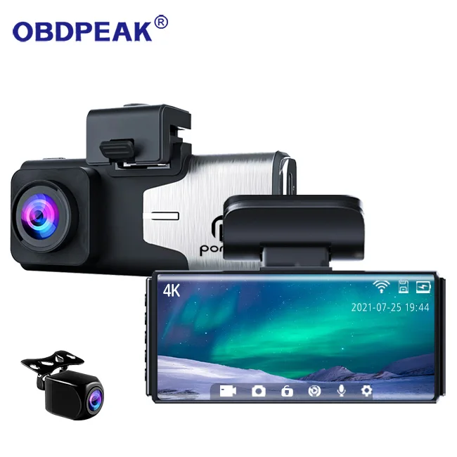 4K Front 2160P Rear 1080P Dual Lens Car Camera Video Recorder Car Reversing Aid GPS WIFI Dash Cam 24H Parking Monitor Car DVR