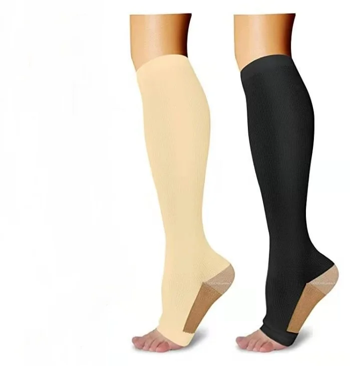 New Women Stockings Compression Underwear Open Toes With Zipper Varicose Vein Pressure Circulation Knee High Long Sox