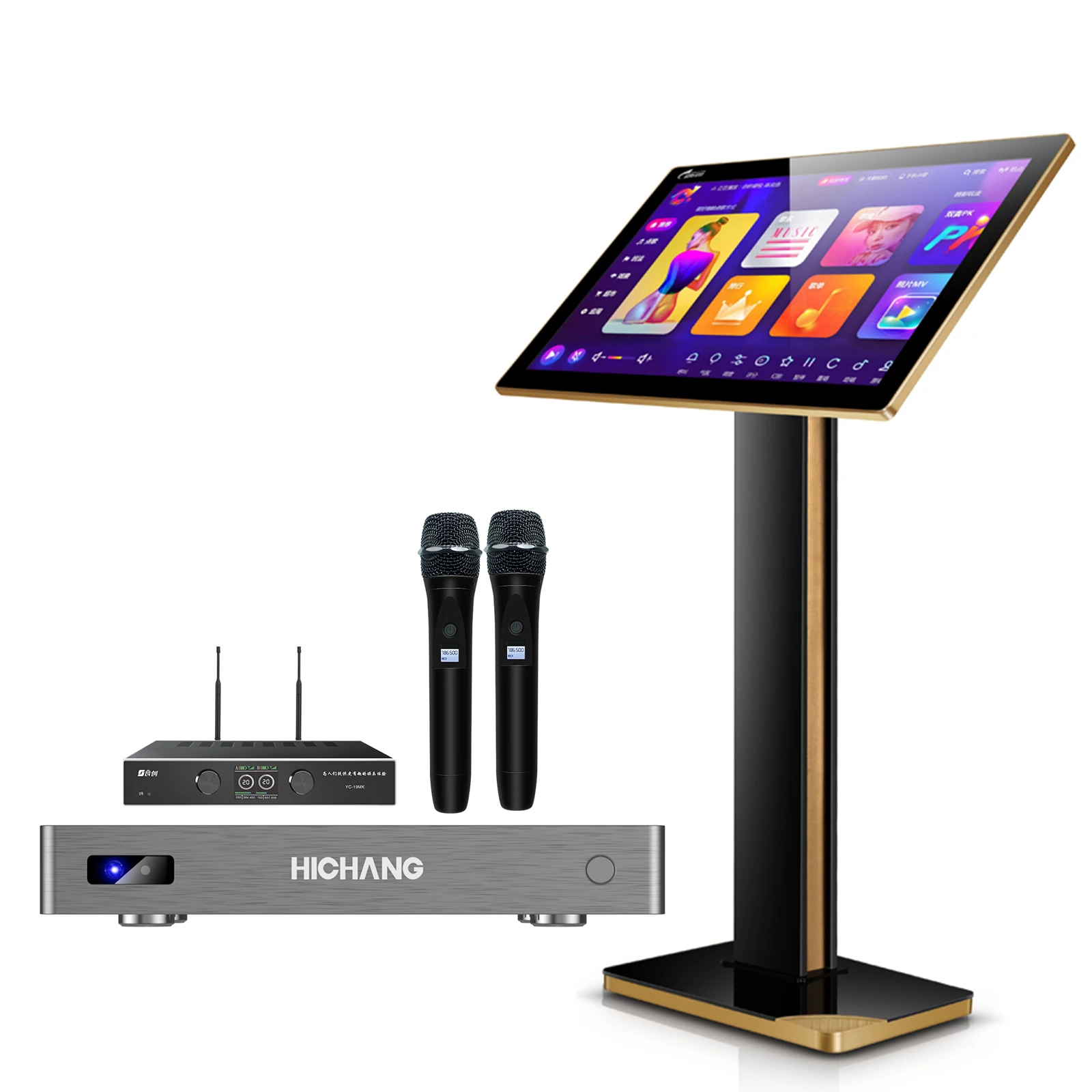 Профессиональная караоке-машина коммерческая караоке-система KTV с 21 5 дюймовым светодиодным емкостным беспроводным микрофоном и