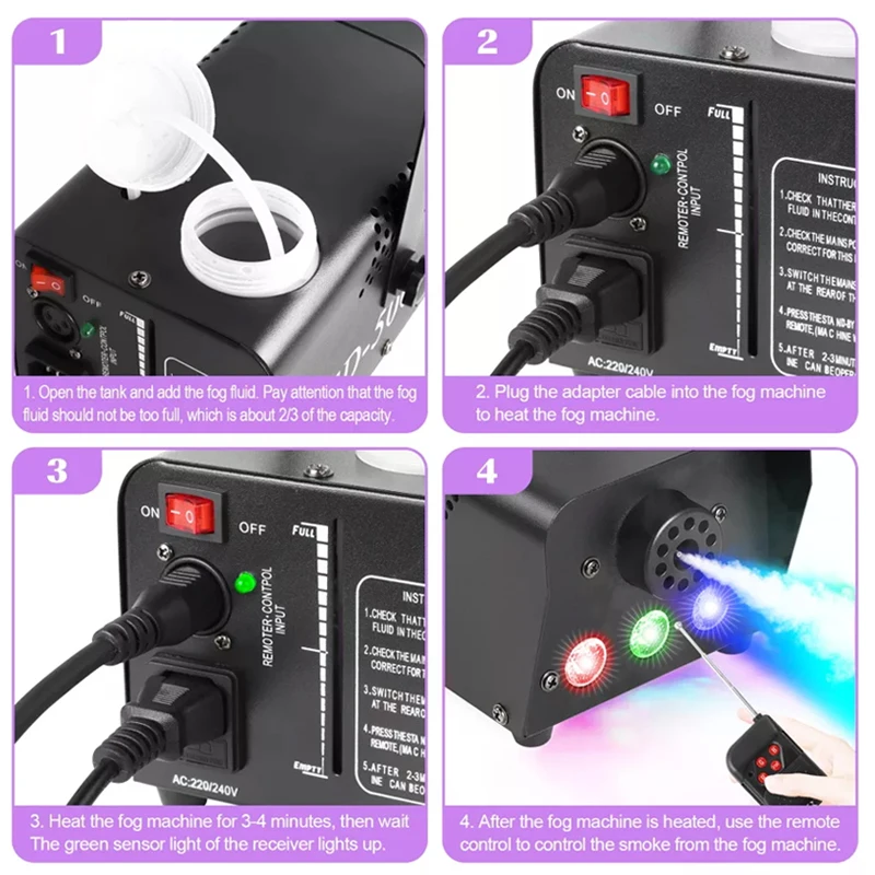 Светодиодная дымовая машина для диджея, портативный пульт дистанционного управления для бара, вечеринки, сцены, дымки, дыма для свадьбы