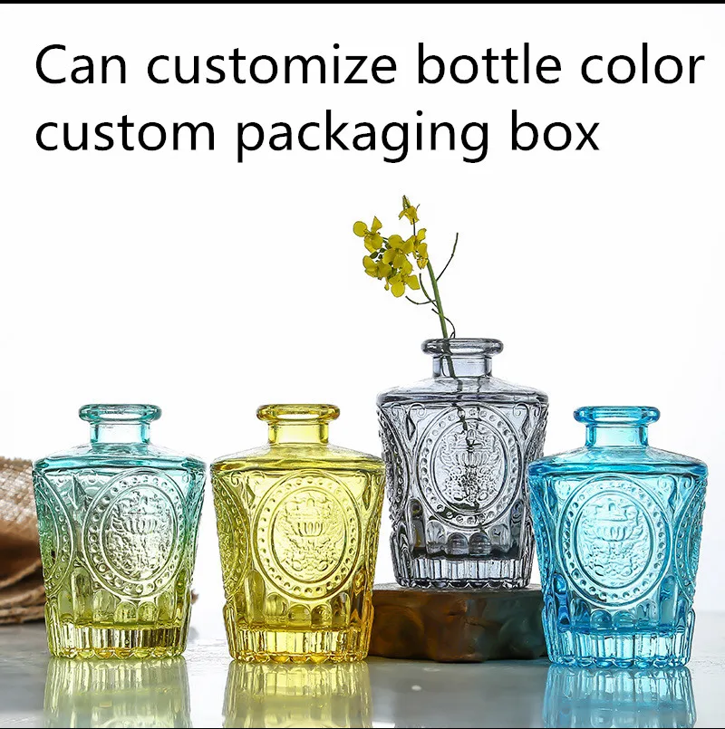 Empty perfume Diffuser Bottle 150ml 230ml Engraving Pattern Reed Diffuser Glass Bottle