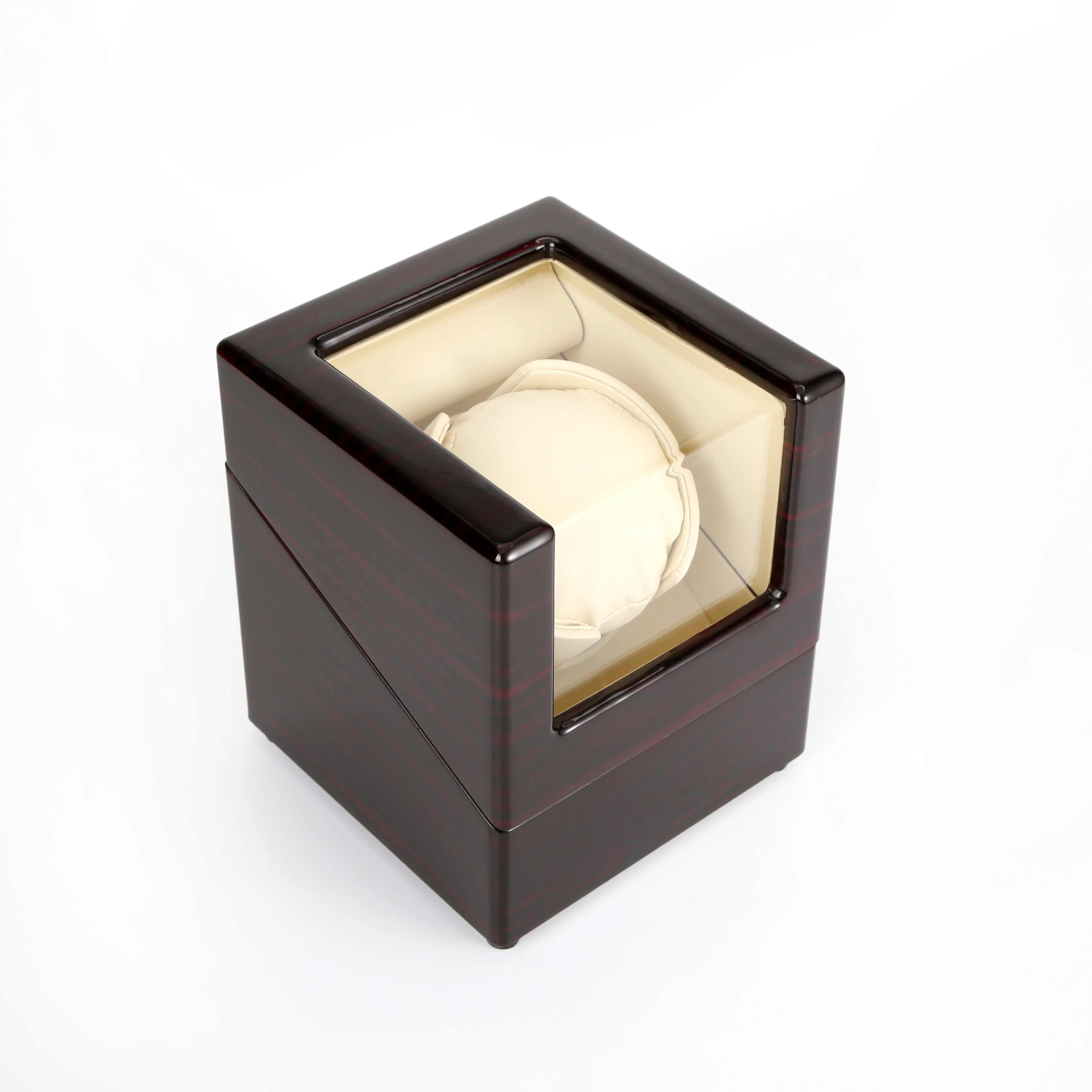Wholesale Factory High Glossy Single Slot Watch Winder Case Automatic Luxury Man Wooden Watch Winder Rotating Box