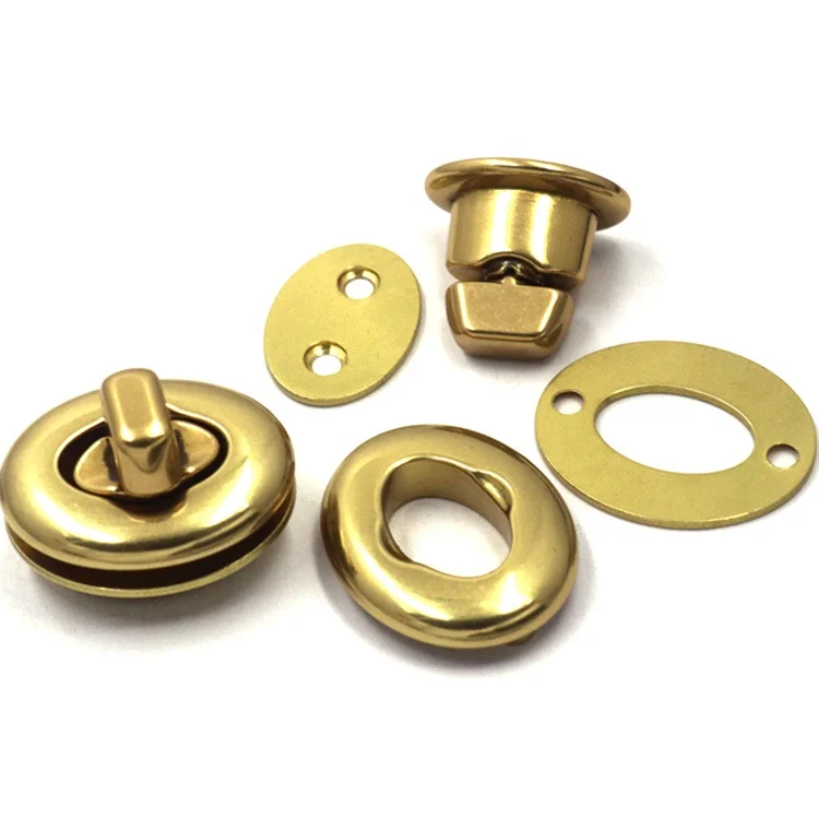 Luxury Bag Metal Hardware High Quality Bag Luggage Lock Accessories Solid Brass Turn Twist Lock Brass Bag Lock