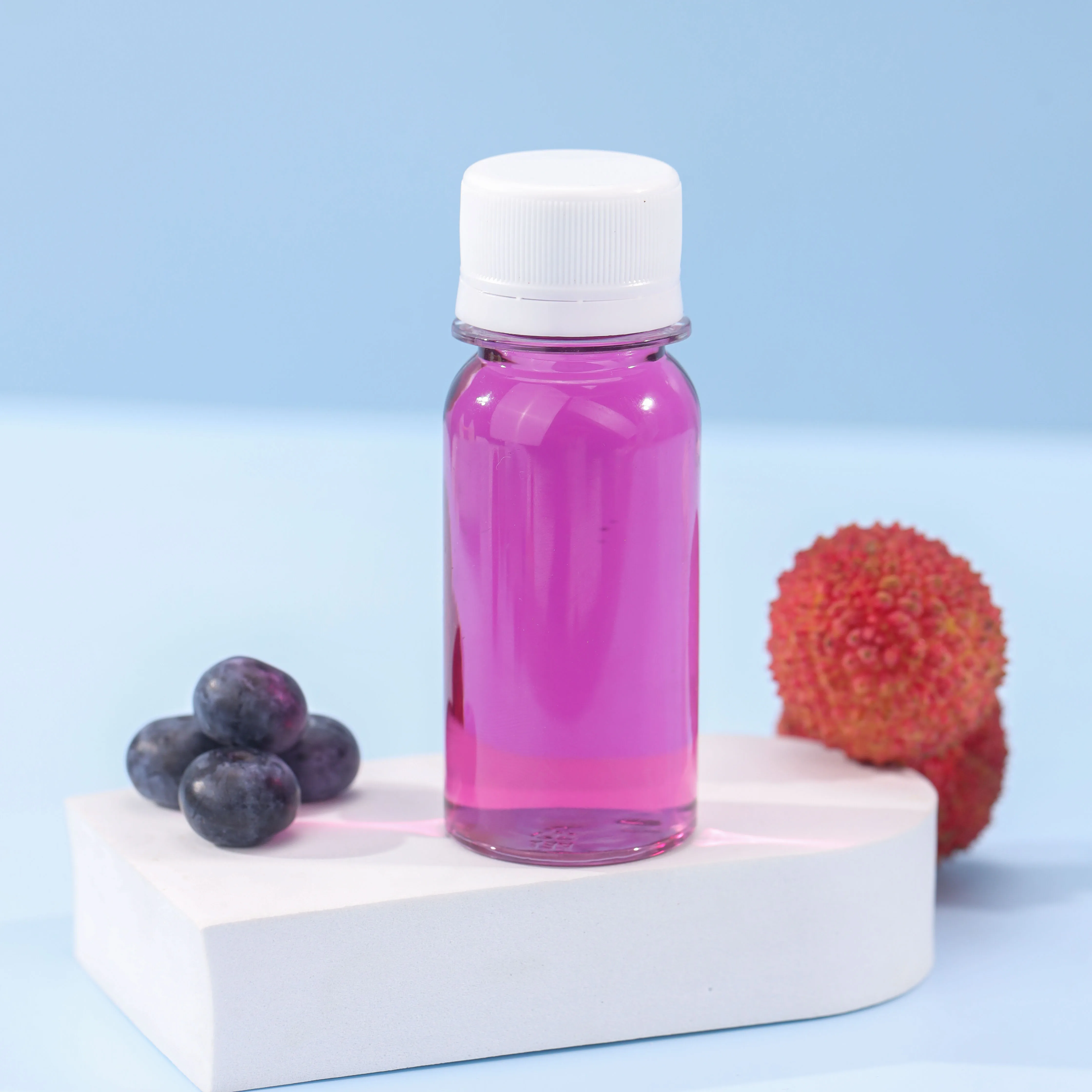 2oz 60ml Round Beverage Juice Bottle Sealed Milk Tea Plastic Bottle With Label And Plastic PP Lid