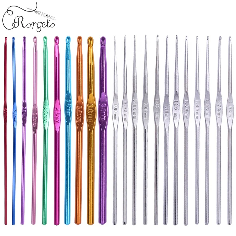 
0.6mm-6.5mm 22pcs/set Best Selling Knitting tool sweater needle metal Crochet stainless steel aluminum alloy Crochet Hook Set 