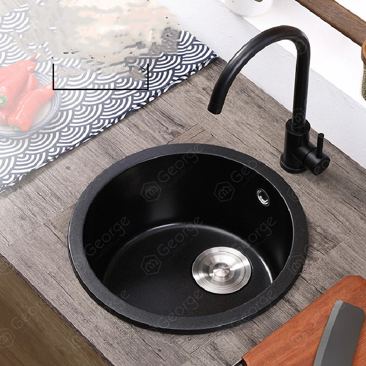 
countertop and undercounter installation bar counter save space round small quartz stone kitchen sink 