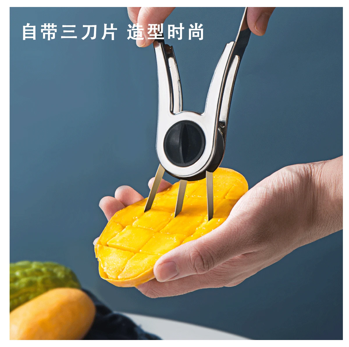 Fruit Digger With Color Box Packing Stainless Steel Mango Peeling Separator For Kiwi Mango Watermelon Dragon Fruit Slicer