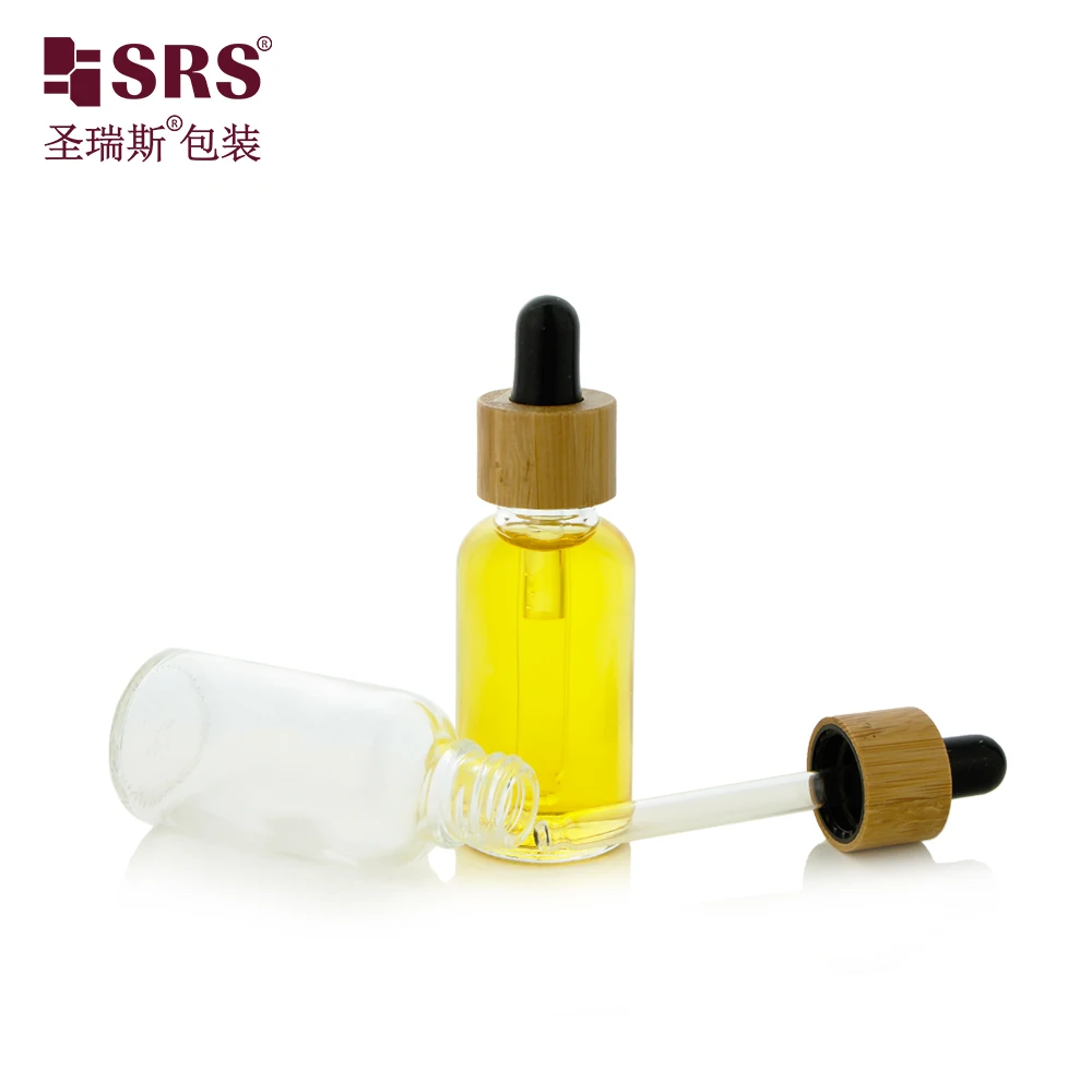 D003-30ml Fast Dispatch Stock Clear Colored Glass Empty Bottles Vial Packaging for Cosmetic Skin Care Serum Beard Oil For Men