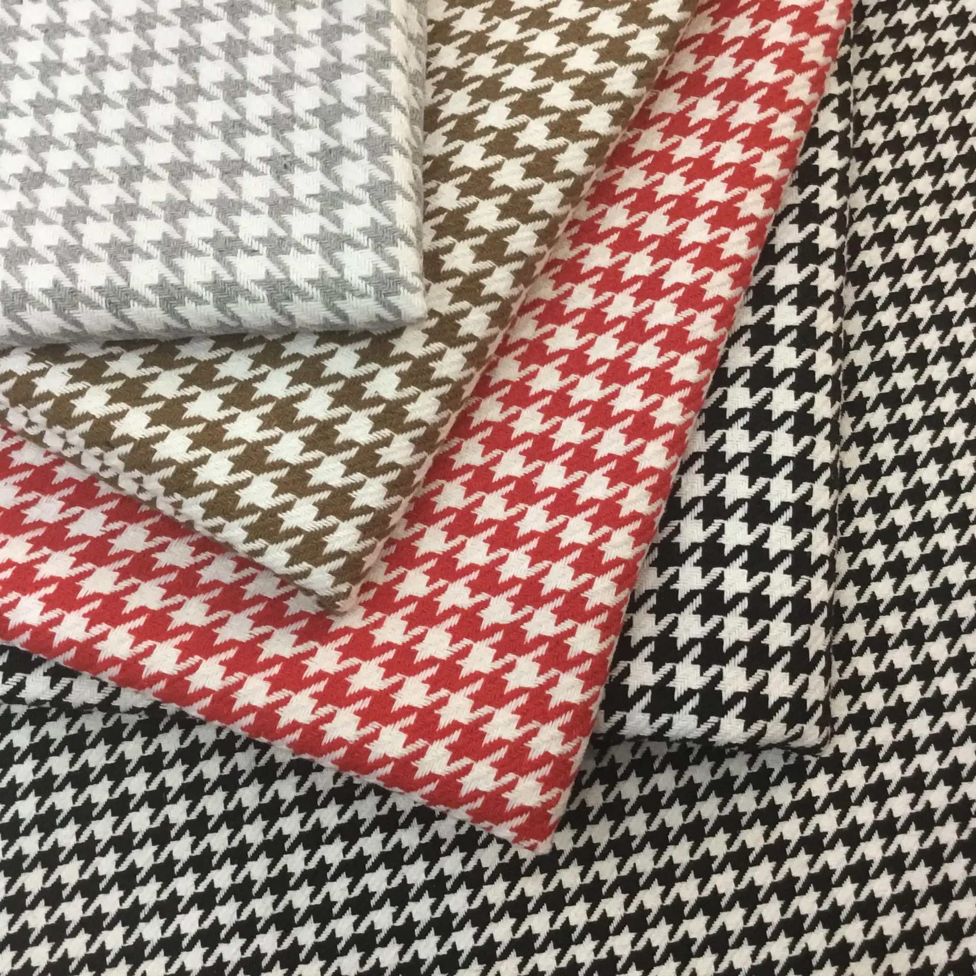 Houndstooth Weaving Grain 100%Polyester Thick Linen Fabric Wholesale High Quality Cotton Fabric Textile Flax Hemp Fabric