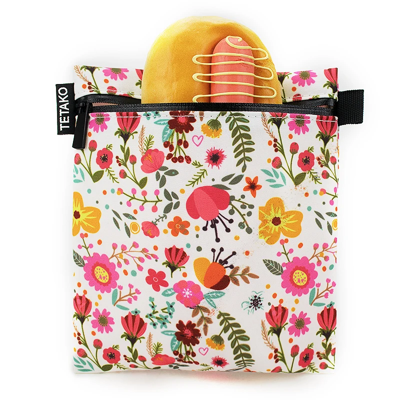 Customized Logo Portable Eco Friendly Washable Sandwich Food Reusable Snack Bag