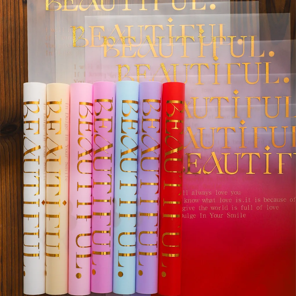 2024 New Design Flower Wrapping Paper Gold printed Korea Paper for florist wrapper 10 sheets/bag