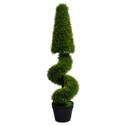 Greenery Boxwood Hedge Artificial Pine Plants Spiral Topiary Trees in Pot for Indoor Outdoor Decoration