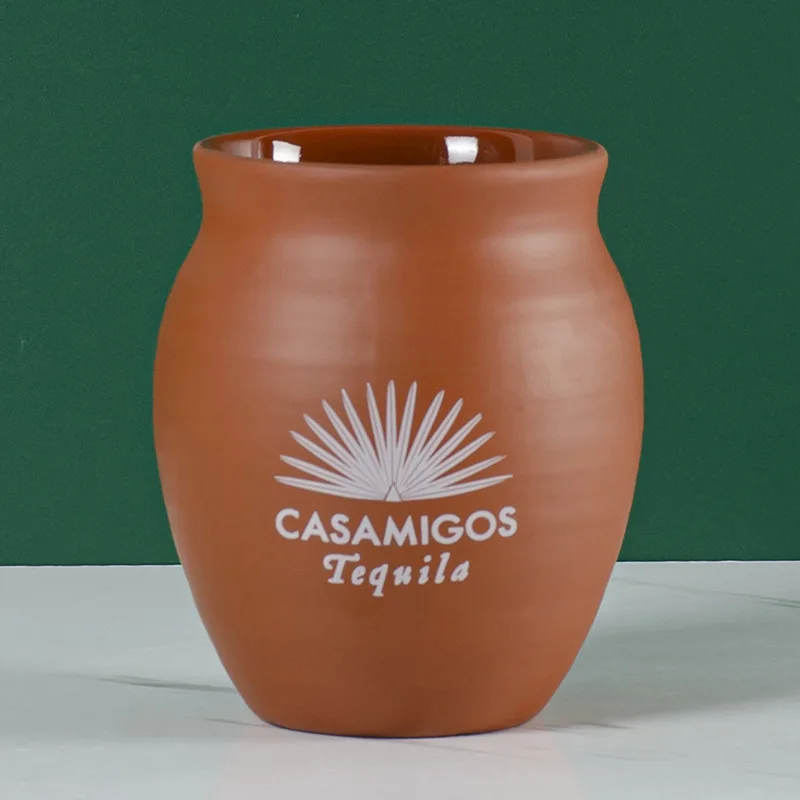 Handmade Ceramic Cup Tequila Cantaritos Mexican Terracotta Clay 10 Ounce Drinking Cups