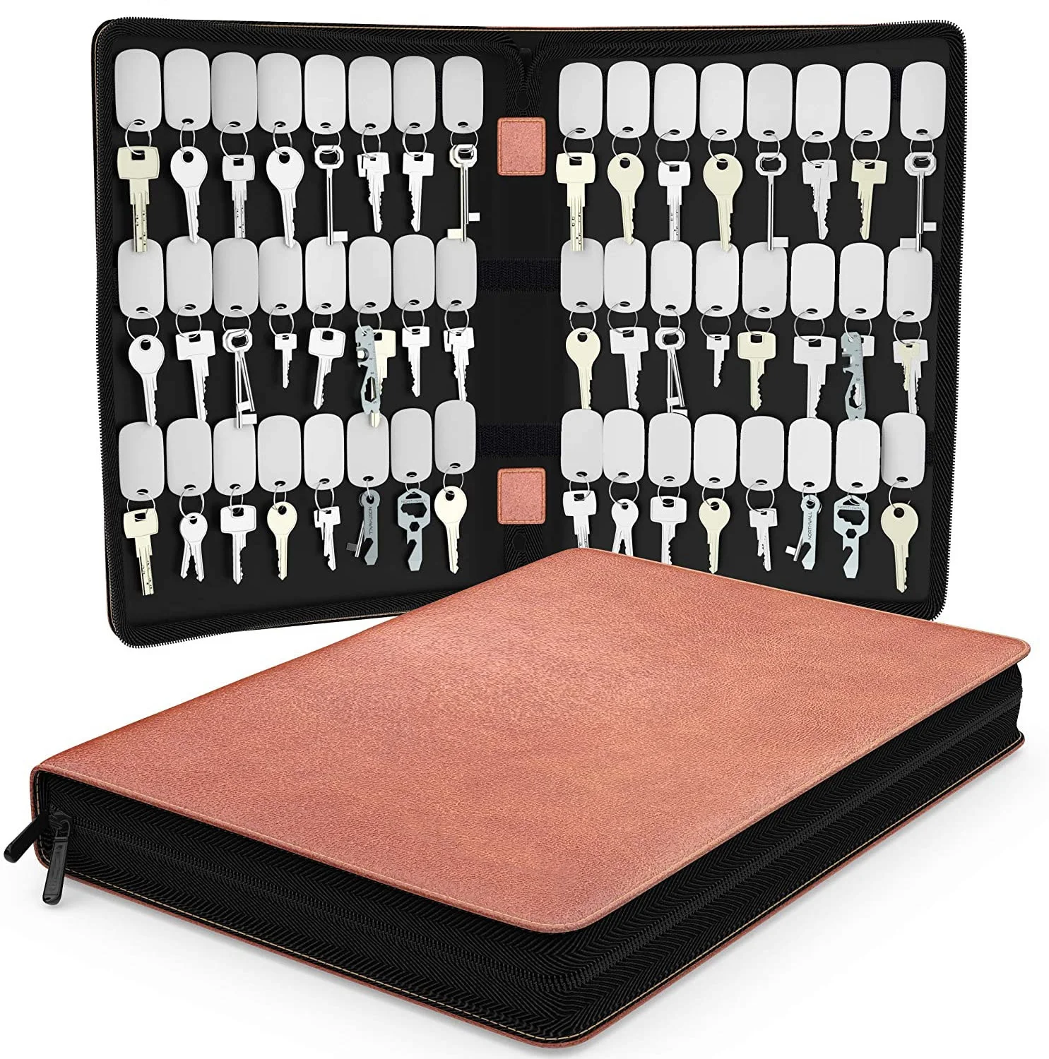 Изготовленный На Заказ кожаный Органайзер для ключей, портативный держатель для ключей управляющего дома, чехол для ключей на молнии