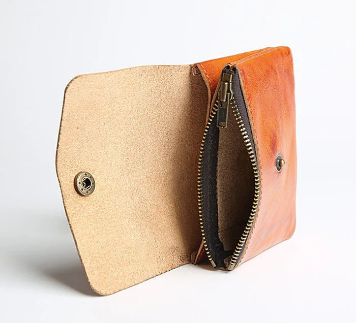 Trending leather wallet girls zip pocket natural soft slim leather kid wallet