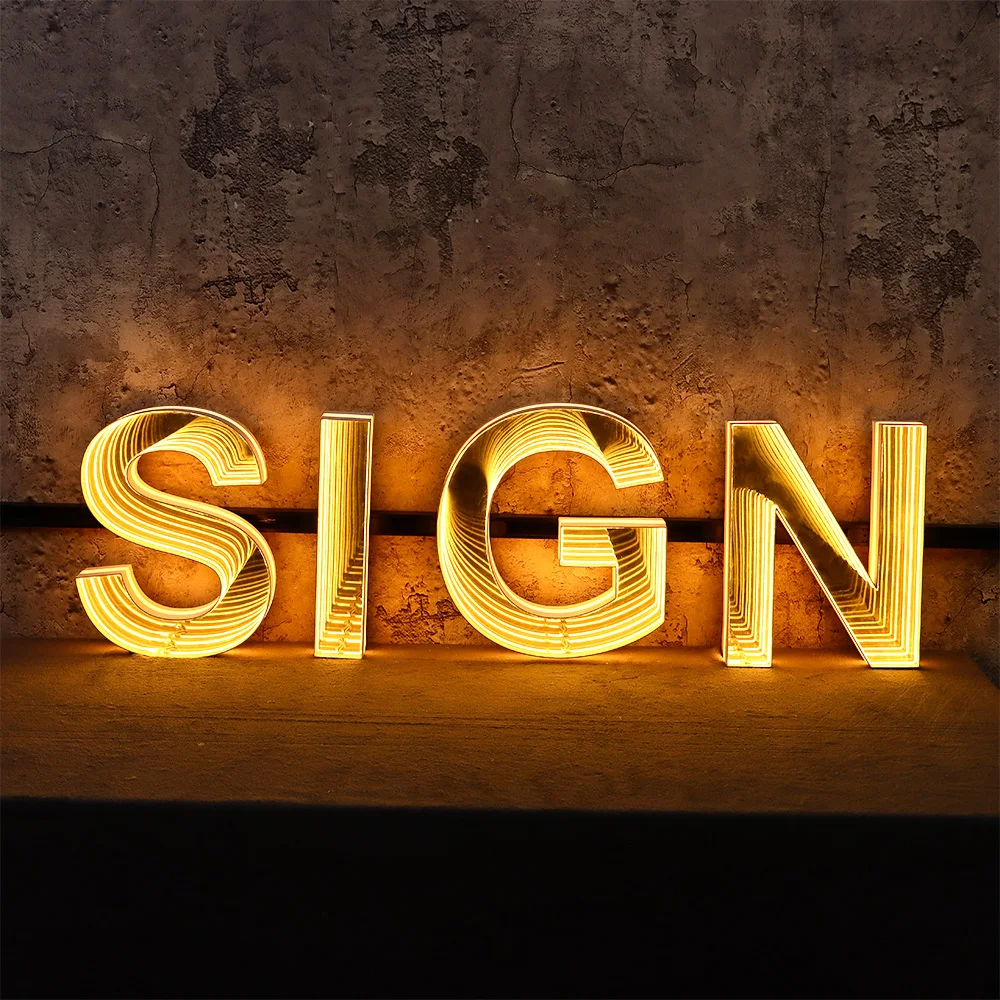 Neon Home Decorative Led Lighting 3d Smart Led Infinity Mirror letter infinity mirror sign