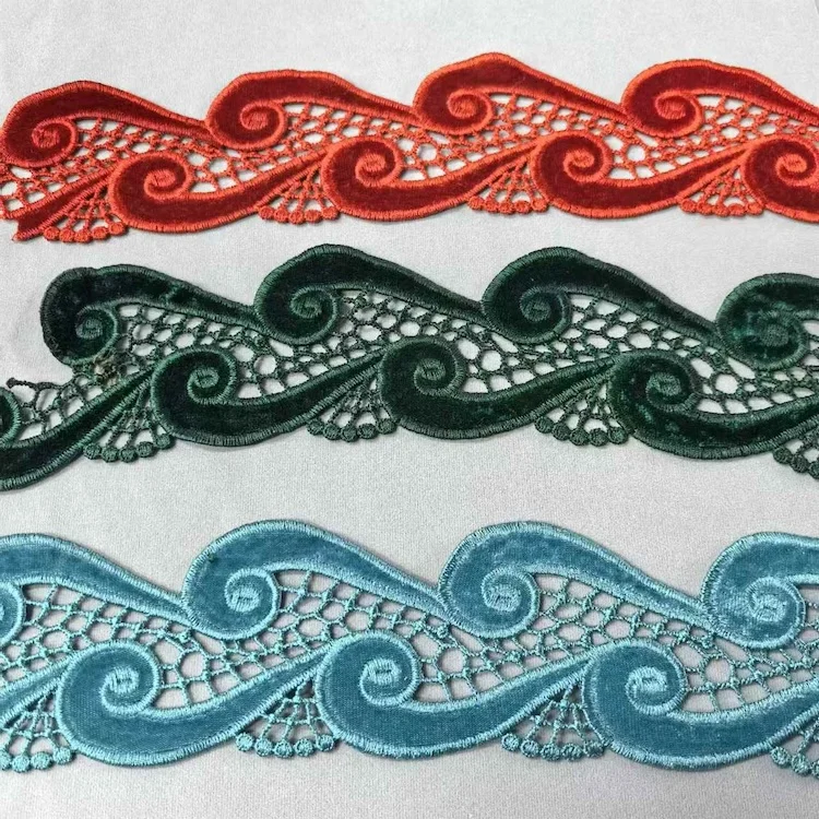 ZSY custom China Velvet Colorful Hot Sell Embroidery Lace Trim Mesh Lace for Women wedding dress