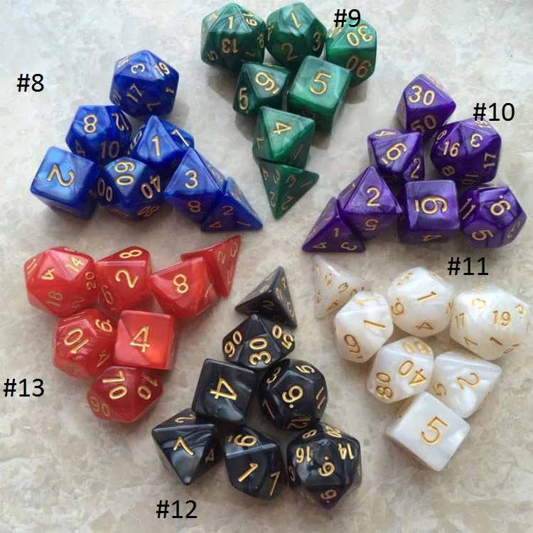 7pcs/set Dice Gift Set Tabletop Roleplaying PRTG Games Resin Polyhedral DND Dice