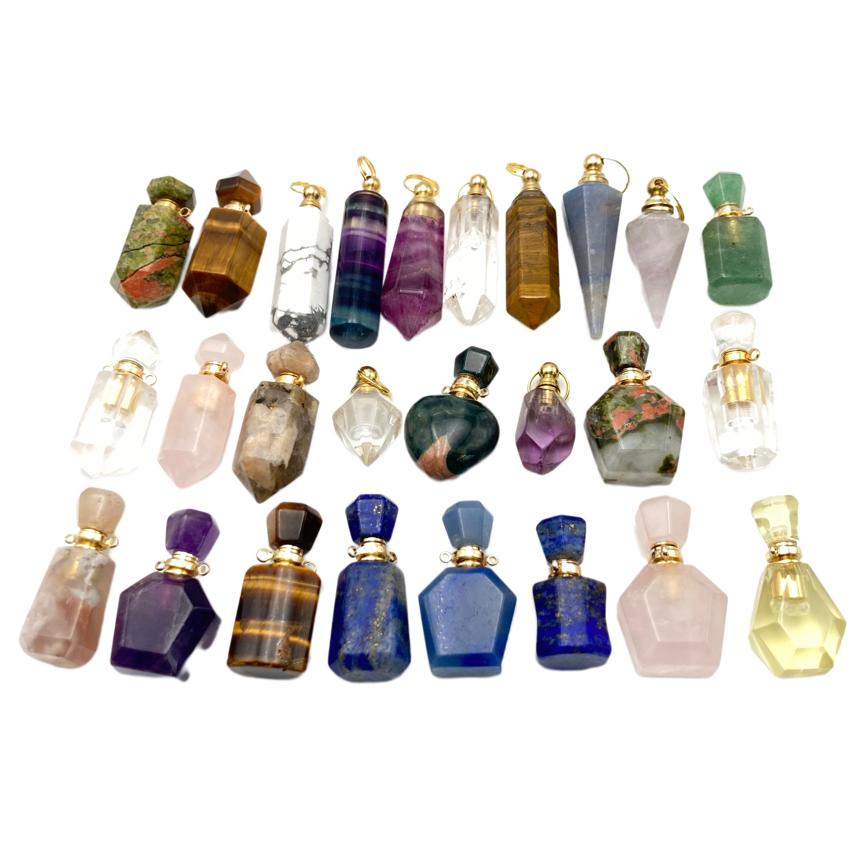 Wholesale crystal quartz jade cylinder accessories luxury crystal perfume bottle crafts