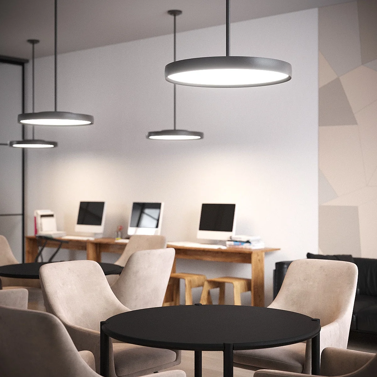 Aluminum Body Halo Solid Led Ring Circular LED Pendant Light Round Chandelier LED Circle Hanging Light