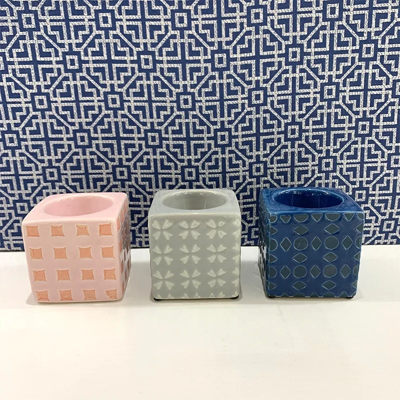 Wholesale Home Decor Custom Stoneware Ceramic Tealight Candle Holder wedding decor candlestick tea light candle holder