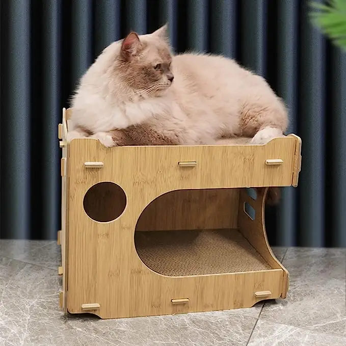 Pet cat cave bed nest condo perch cage indoor villa scratcher cardboard cute cat house