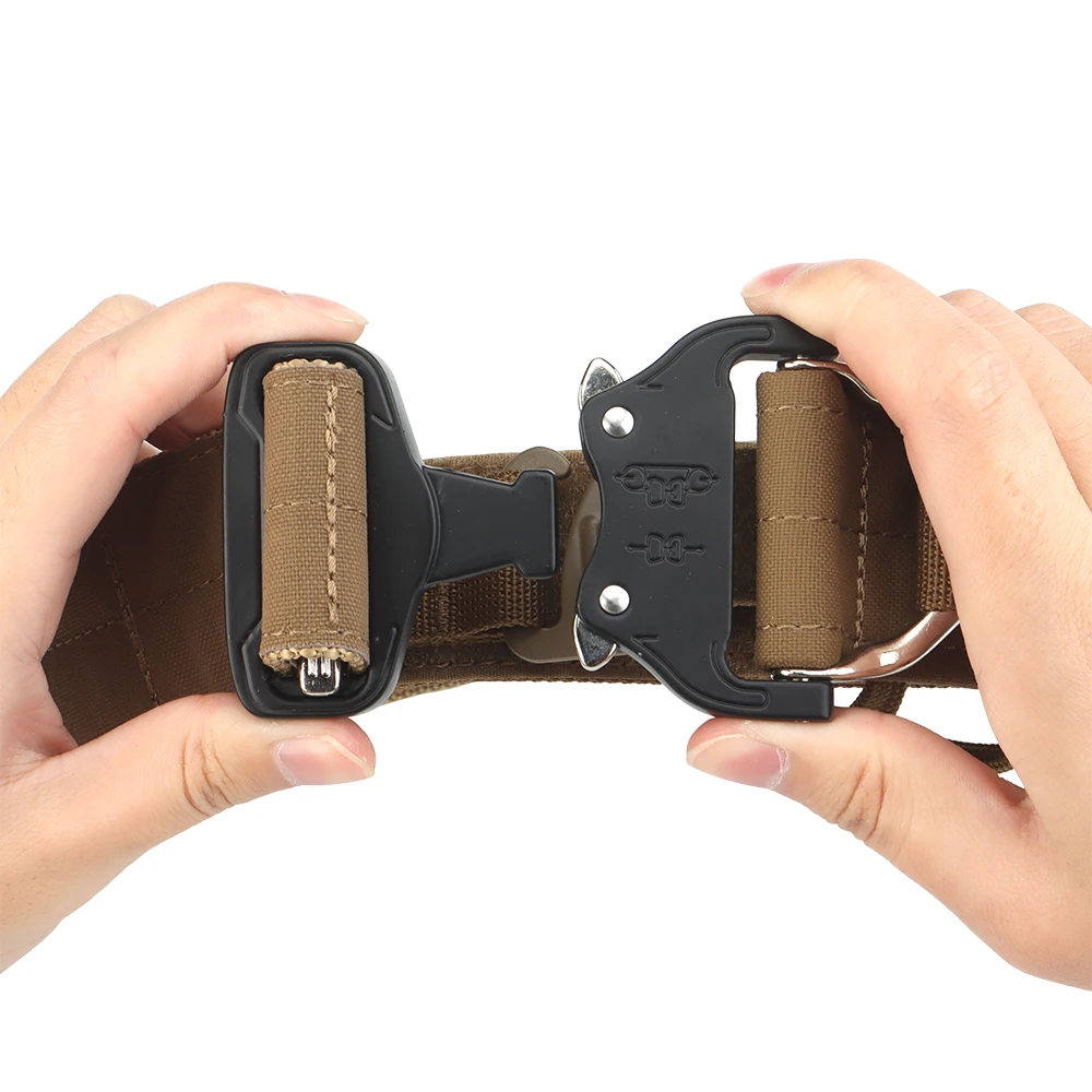 Factory Wholesale Heavy Duty Nylon Adjustable High Strength Tactical Belt Plastic Buckle Coyote Brown Inner and Outer Belt