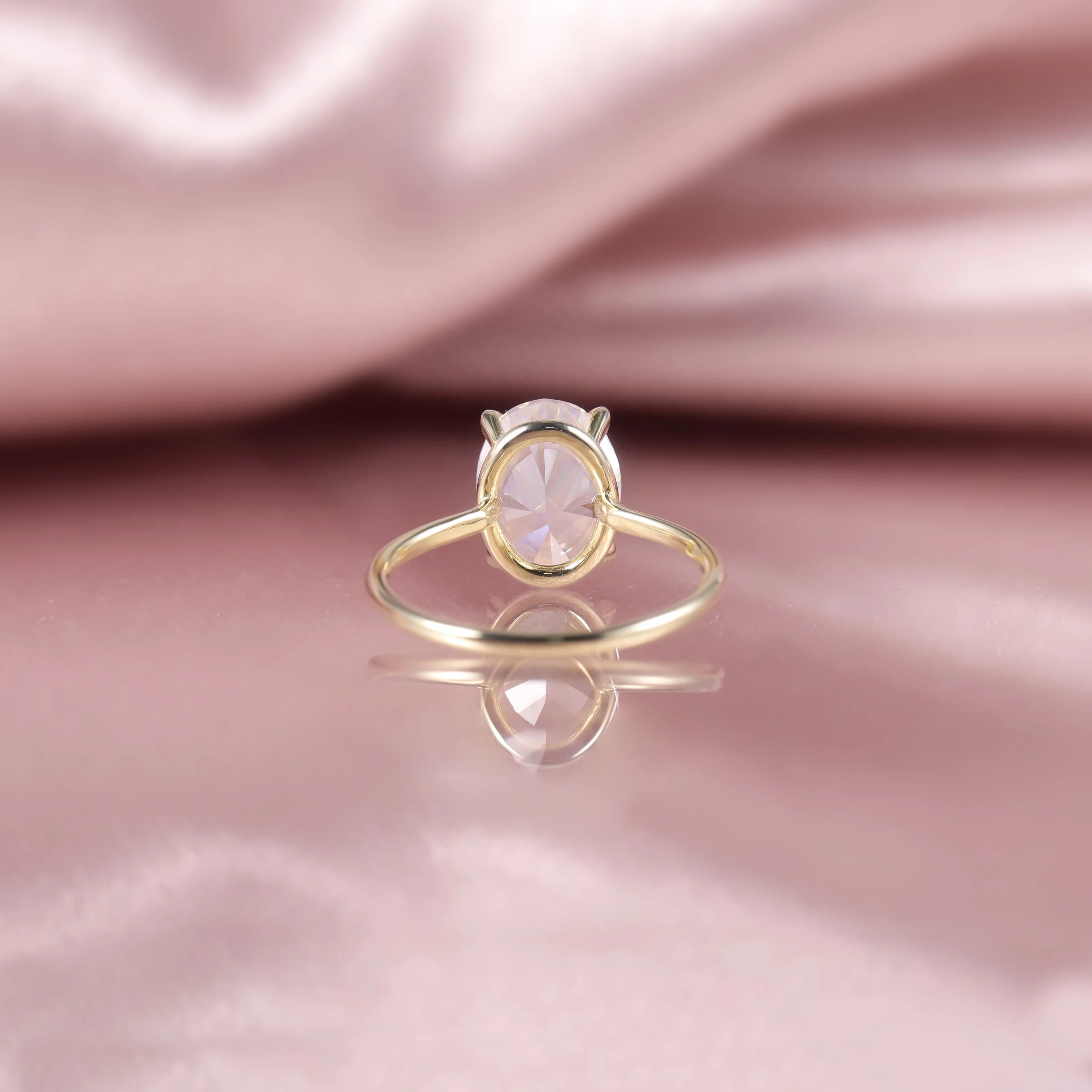 OL1481 Abiding Classic 4 Claws D Color VVS Oval Cut 3CT Moissanite Diamond 9K 10K 14K 18K Solid Gold Solitaire Rings