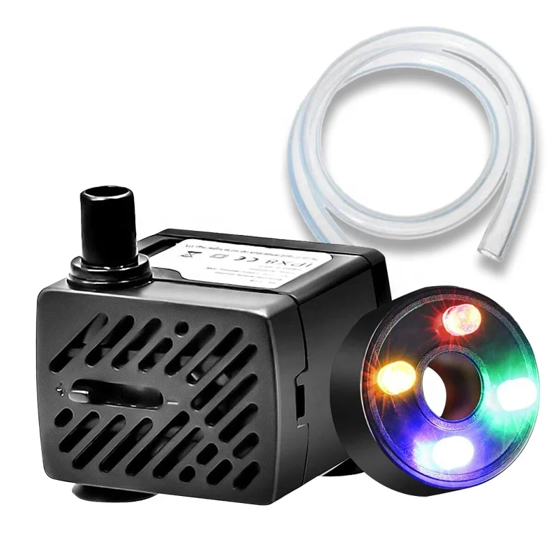 3w electric motor driven water pump mini submersible draining pump with led light for fountain table fish tank OEM ODM