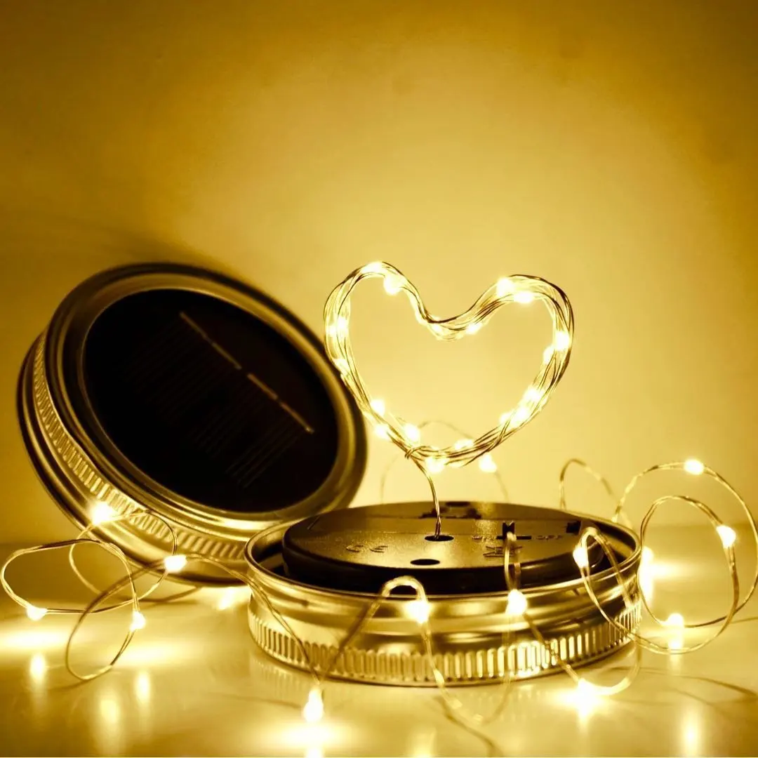 Outdoor Waterproof Solar Mason Jar Lid Copper Wire Light 20LED light