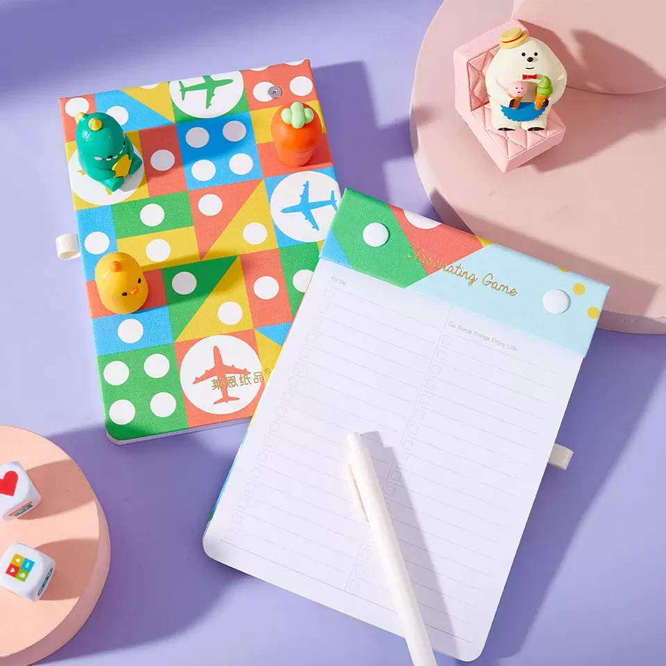 Checkerboard Design Notepad To Do List School Stationery Custom PU Leather Notepads With Pen Loop