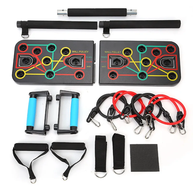20 In 1 Multi-Purpose Foldable Fitness Push-Up Bar Rack Push Up Board Home Gym Set With Resistance Bands