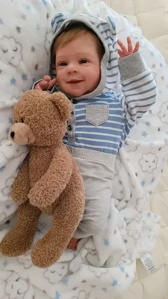 NPK 19inch Newborn Soft Body Baby Doll Already Painted Finished Sebastian Awake Reborn Baby Doll 3D Painting with Visible Veins