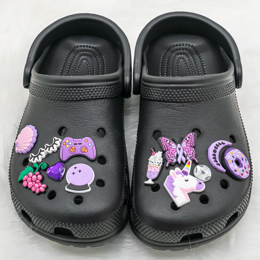 Colorful Shoe Decoration Pvc Pvc New Arrival 2d butterfly Purple Topic Cow Animal Hot Sale Designer Custom Shoe Shoe Charms