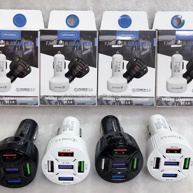 5USB Multi-Port Charger 3A QC3.0 Smartphone Car Fast Charger Vehicle Cigarette Lighter LED Display Android Universal Adapter